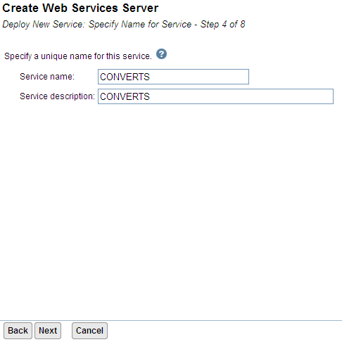 Picture of Step 4 - Specify Name for Service