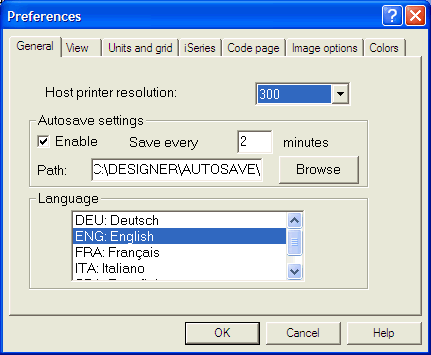This print screen shows the Preferences dialog box with the Host printer resolution set to 300 dpi.